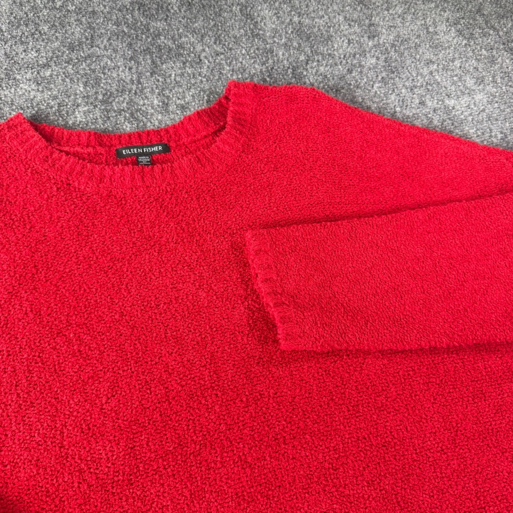 Eileen Fisher Boucle Cashmere Blend Sweater Womens XL Red Minimalist Slouchy